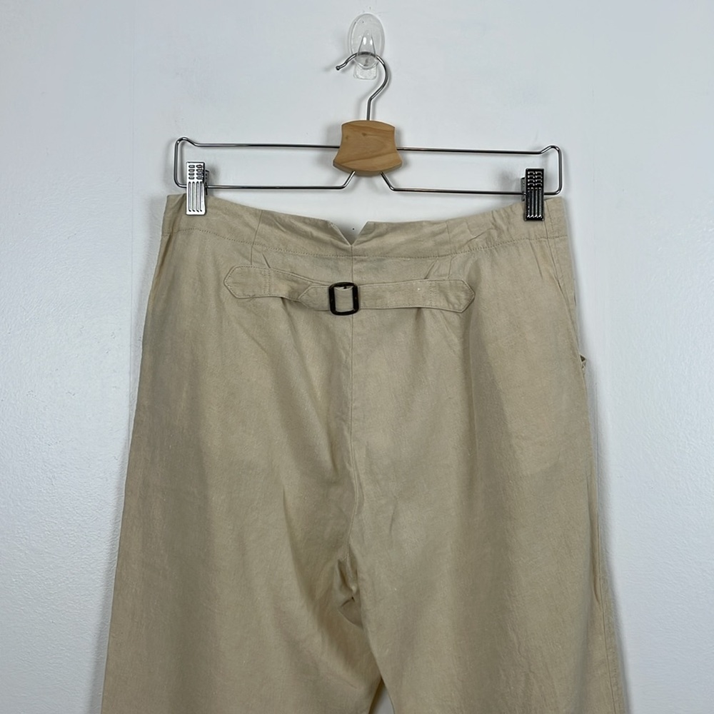Ralph Lauren Linen Pants Womens 10 Cream Straight Leg 2 Pocket Buckle Back Pants - Picture 7 of 8